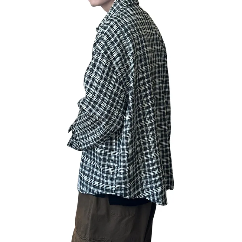 FORCEPULR Shirt Unisex Black White Small Plaid-1