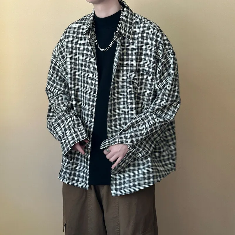 FORCEPULR Shirt Unisex Black White Small Plaid-2