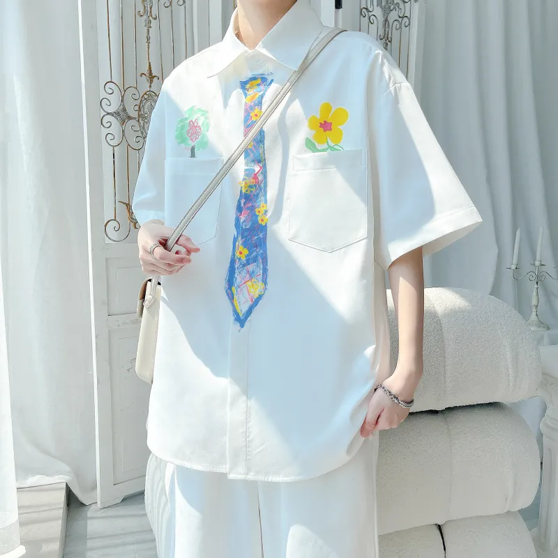 PAINT STAIN Classic Shirt Unisex Pure White Color-2