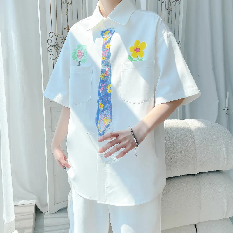 PAINT STAIN Classic Shirt Unisex Pure White Color-3