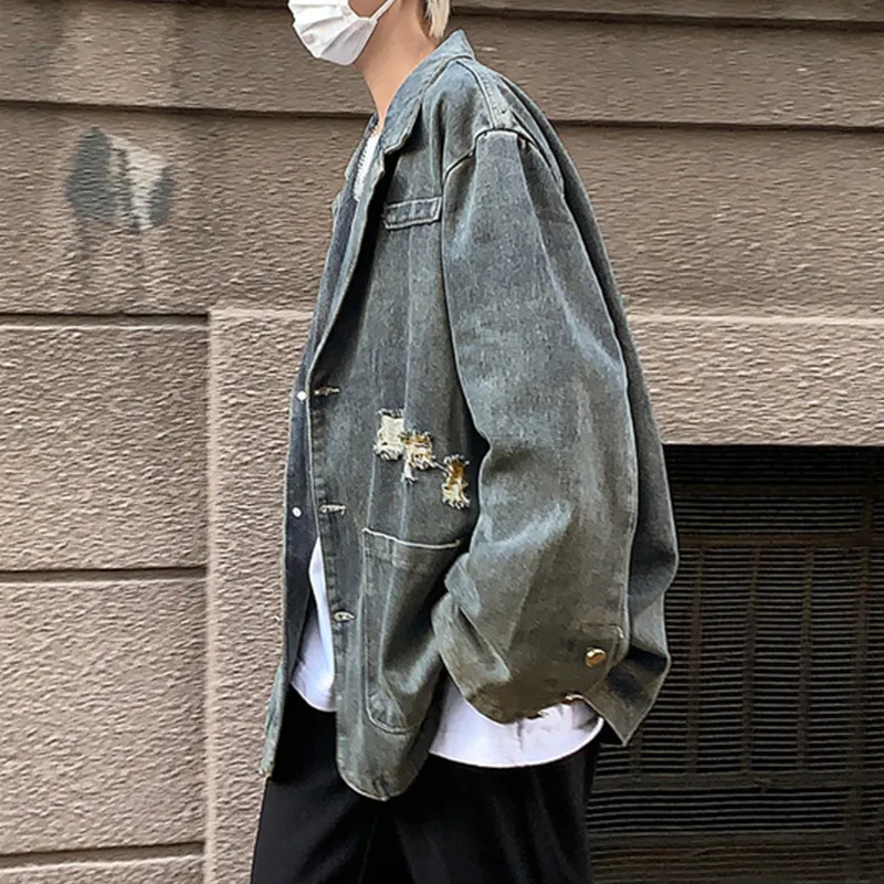 TESTUNG Denim Jacket Unisex Blue Shades Single Item-9