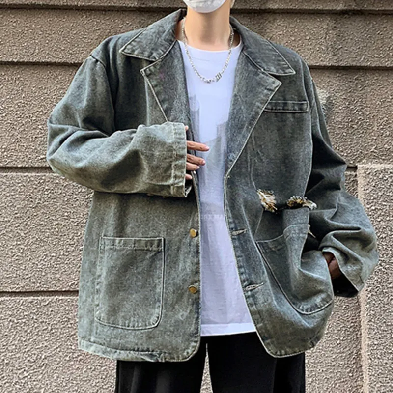 TESTUNG Denim Jacket Unisex Blue Shades Single Item-10