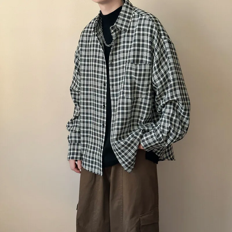FORCEPULR Shirt Unisex Black White Small Plaid-3