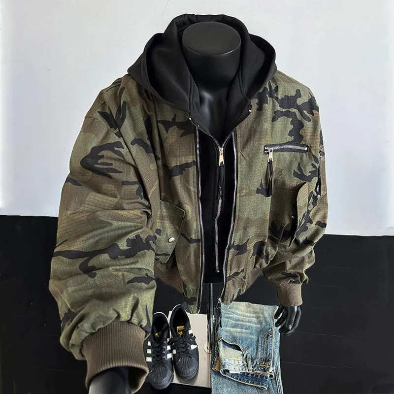 FORCEPULR Jackets Coats Unisex Distressed Camouflage-2