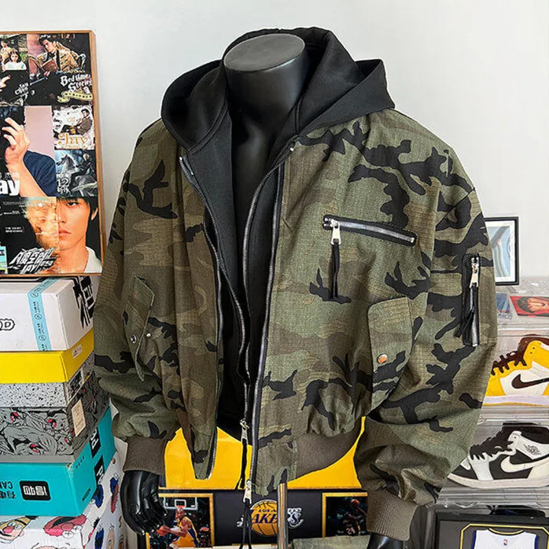 FORCEPULR Jackets Coats Unisex Distressed Camouflage-3