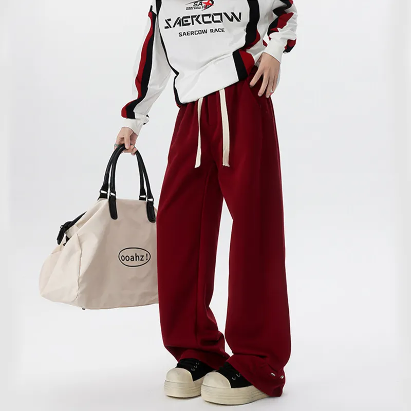 FORCEPULR Casual Pants Unisex Red-1