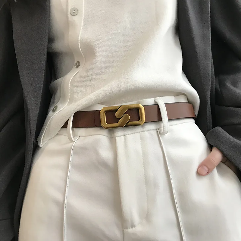Youyoulan Cow Split Leather Leather Belts Women's 2.1cm-1