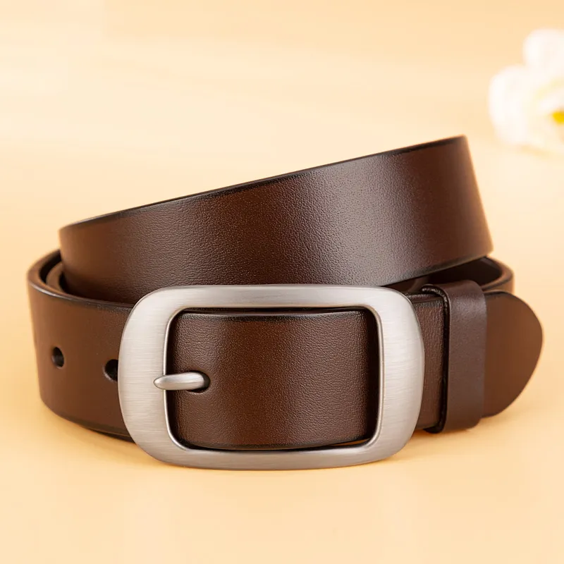 Youyoulan Top Grain Cow Leather Leather Belts Women's Width  3.2cm-4