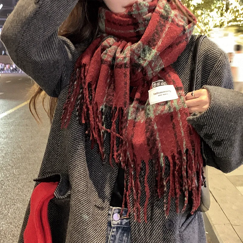 Youyoulan Knit Scarves Unisex Red-1