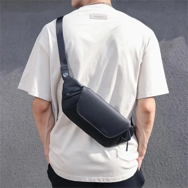KINGSONS Polyester Shoulder Bag, Crossbody Bag, Sling Bag Regular Men's Black-2