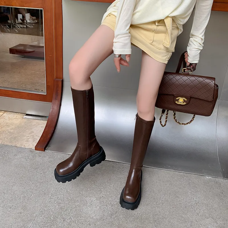 Five-nine Dan Seven Knee-high Boots 5cm Women's-8