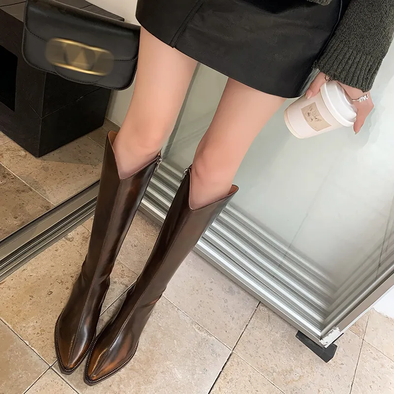 Five-nine Dan Seven Knee-high Boots 5cm Women's-9