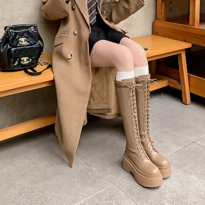 Five-nine Dan Seven Knee-high Boots 8cm Women's-23