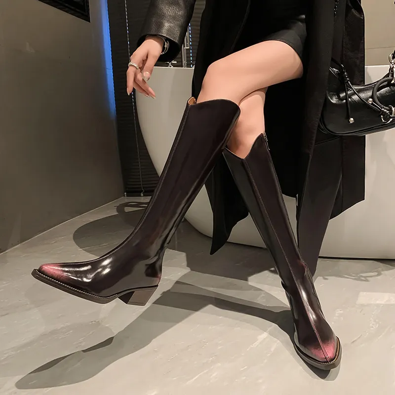 Five-nine Dan Seven Knee-high Boots 5cm Women's-11