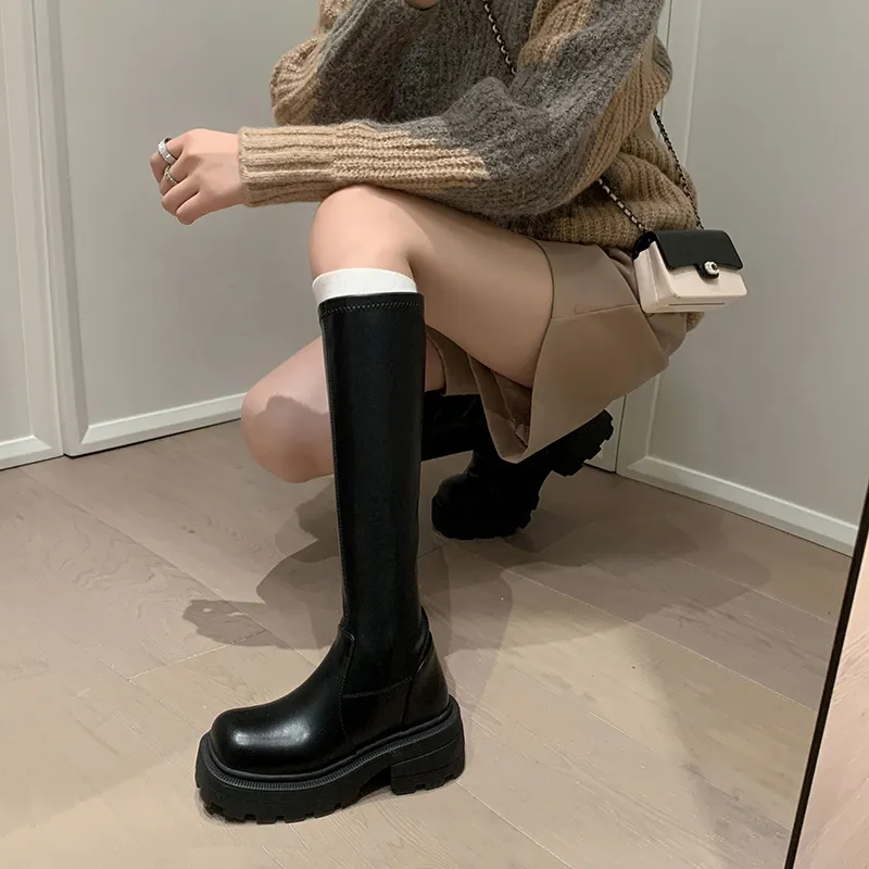 Five-nine Dan Seven Knee-high Boots 5cm Women's-12