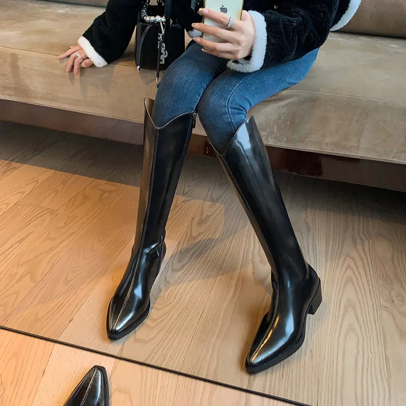 Five-nine Dan Seven Knee-high Boots 5cm Women's-4