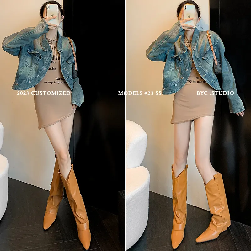Five-nine Dan Seven Knee-high Boots 7cm Women's-3