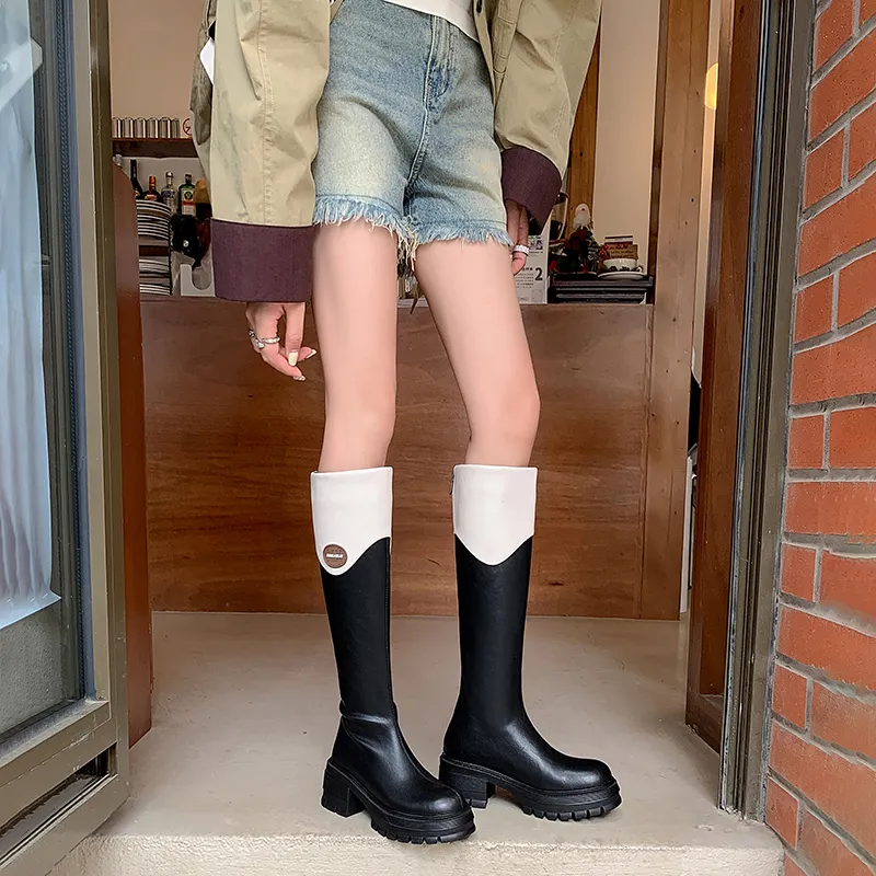 Five-nine Dan Seven Knee-high Boots 6cm Women's-8