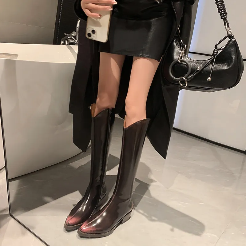 Five-nine Dan Seven Knee-high Boots 5cm Women's-12