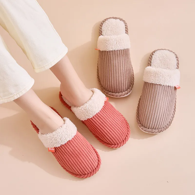 G.DUCKKIDS Corduroy Cotton Slippers For Home Indoor Men And Women's Warm For Fall And Winter Cotton Slipper-7