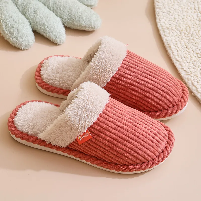 G.DUCKKIDS Corduroy Cotton Slippers For Home Indoor Men And Women's Warm For Fall And Winter Cotton Slipper-6