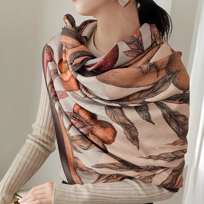 KALIIYA STUDIO Mulberry Silk Cashmere Shawls Women's Maillard Style Color Series-2