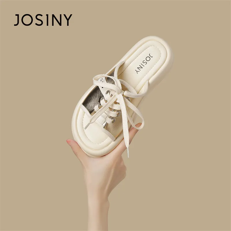 JOSINY Slide Slippers Women's Light Gold/Silver-9