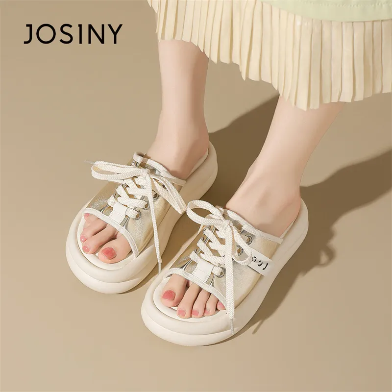 JOSINY Slide Slippers Women's Light Gold/Silver-4