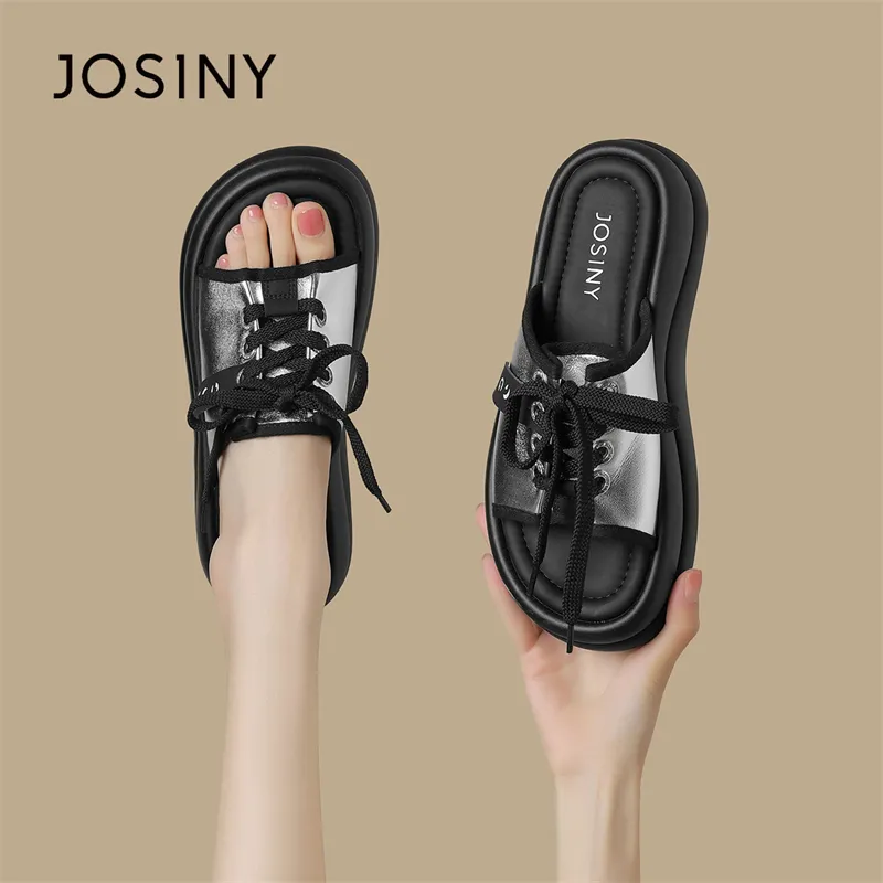 JOSINY Slide Slippers Women's Light Gold/Silver-19