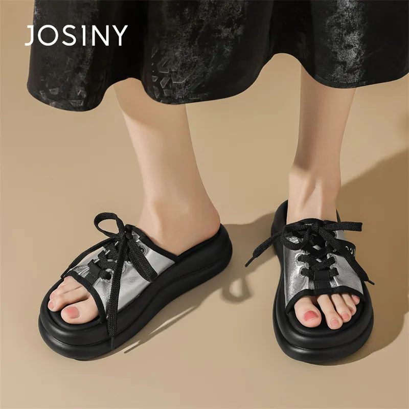 JOSINY Slide Slippers Women's Light Gold/Silver-15
