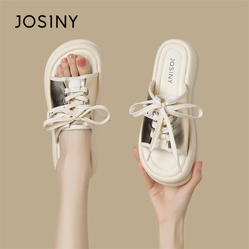 JOSINY Slide Slippers Women's Light Gold/Silver-8