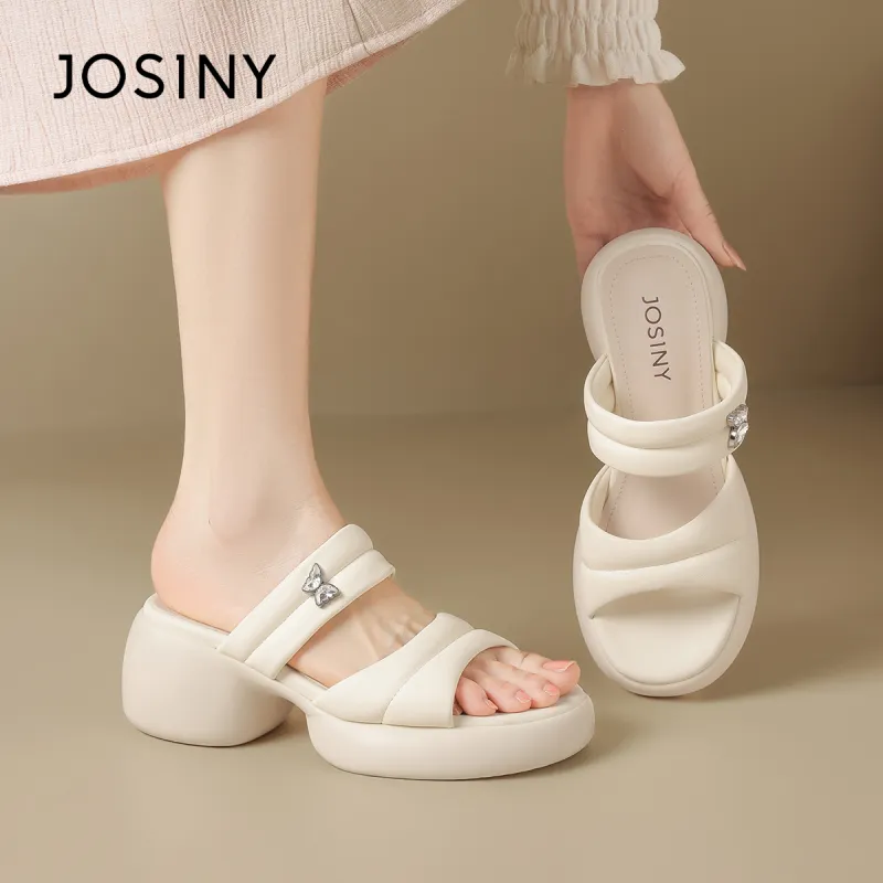 JOSINY Stitched Rhinestones Slip-Resistant Abrasion-Resistant Slide Slippers Women's-7
