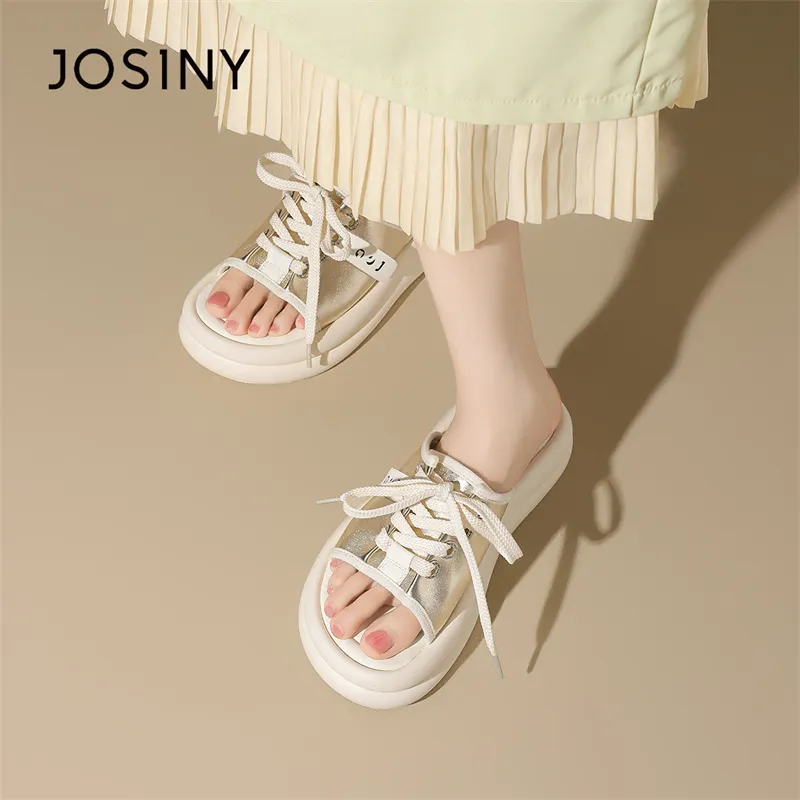 JOSINY Slide Slippers Women's Light Gold/Silver-5