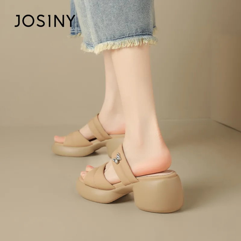 JOSINY Stitched Rhinestones Slip-Resistant Abrasion-Resistant Slide Slippers Women's-17