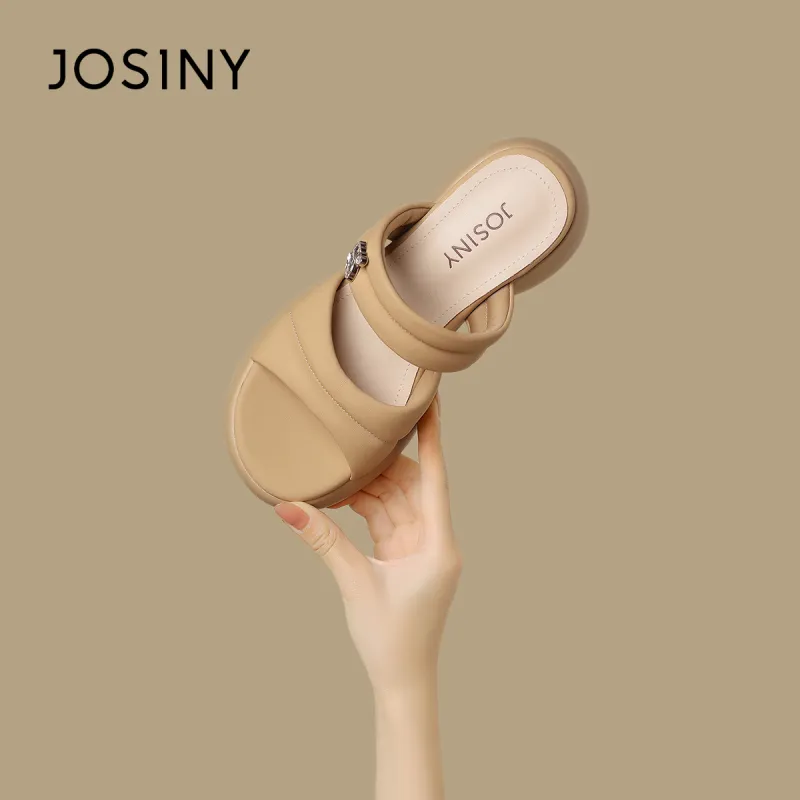 JOSINY Stitched Rhinestones Slip-Resistant Abrasion-Resistant Slide Slippers Women's-19