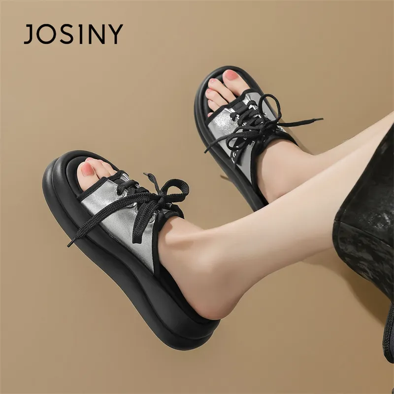 JOSINY Slide Slippers Women's Light Gold/Silver-17