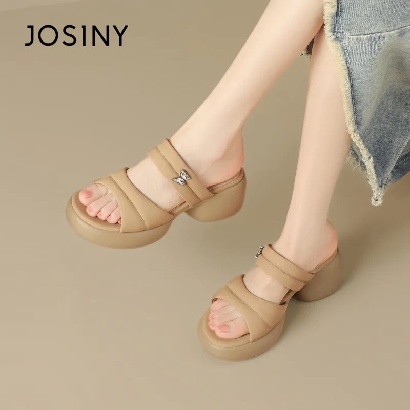 JOSINY Stitched Rhinestones Slip-Resistant Abrasion-Resistant Slide Slippers Women's-16