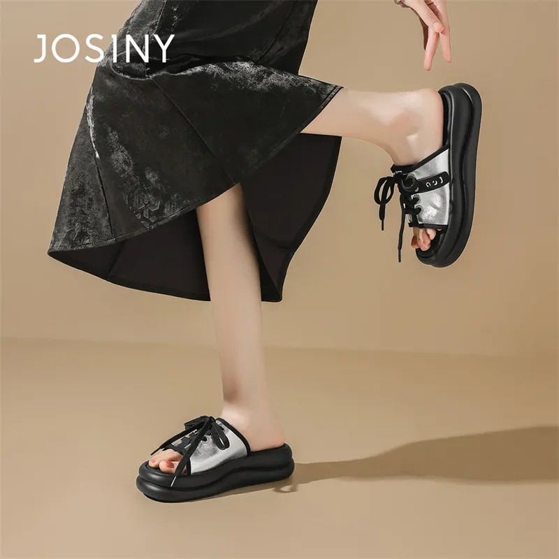 JOSINY Slide Slippers Women's Light Gold/Silver-16
