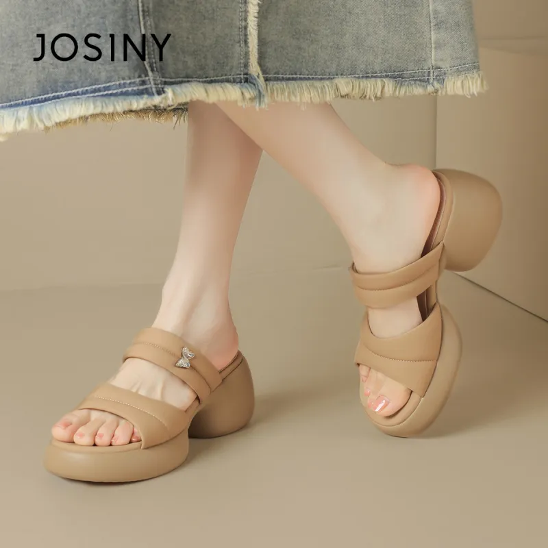 JOSINY Stitched Rhinestones Slip-Resistant Abrasion-Resistant Slide Slippers Women's-15