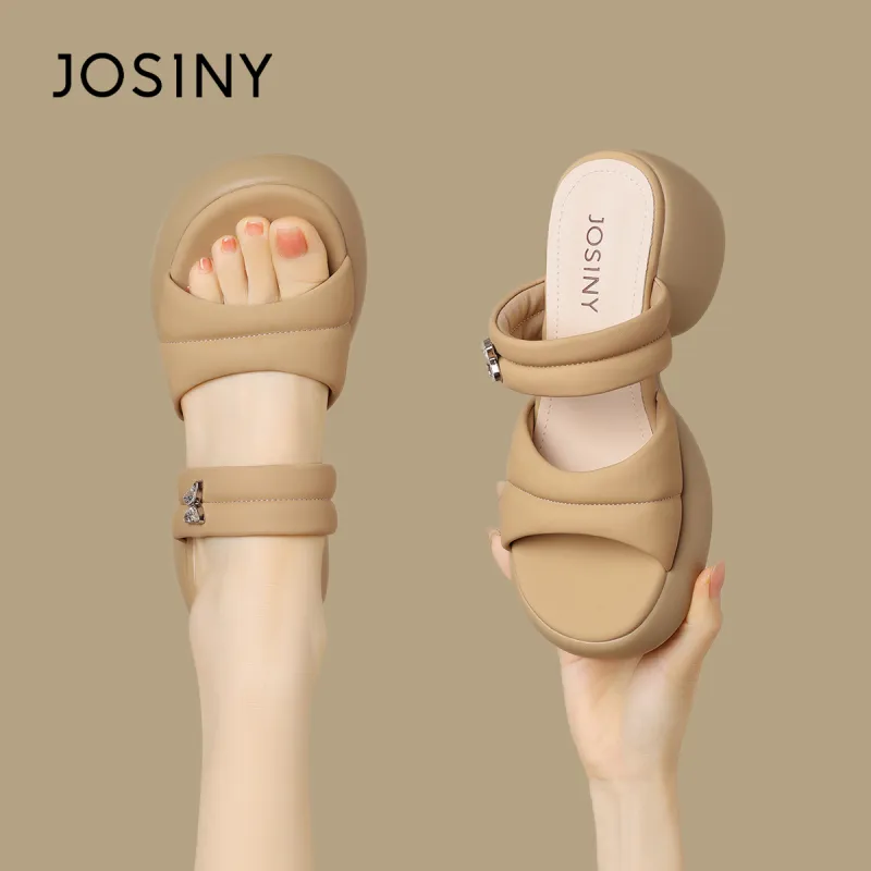 JOSINY Stitched Rhinestones Slip-Resistant Abrasion-Resistant Slide Slippers Women's-18