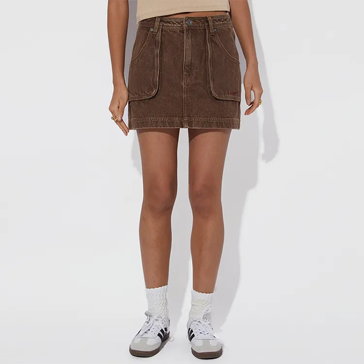 JOYRICH Denim Short Skirts Women's Khaki-3