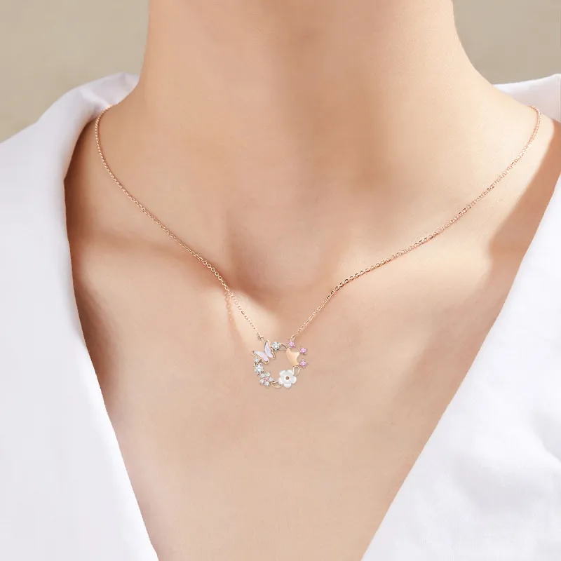 MGS S925 Elegant Elegance Niche Design Daily Versatile Forest Instagram Style Students Couple Collarbone Chain Women's-3