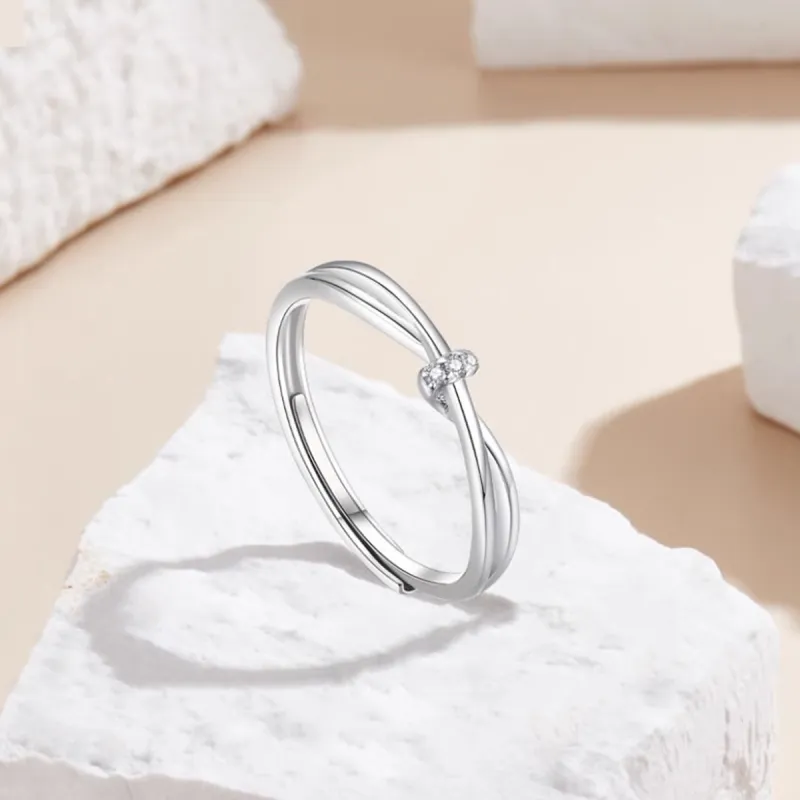 MGS 999 Fine Silver Minimalist Style Elegant Aesthetic Individual Luxury Premium Plain Band Adjustable Opening Unisex-3