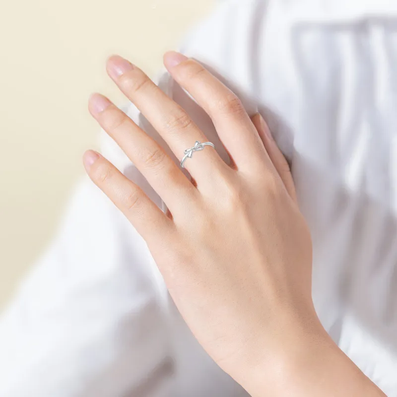 MGS 999 Silver Ring Forever Love Intertwined Love Pursuing Love With Elegance Refined Luxury Students Unisex-12