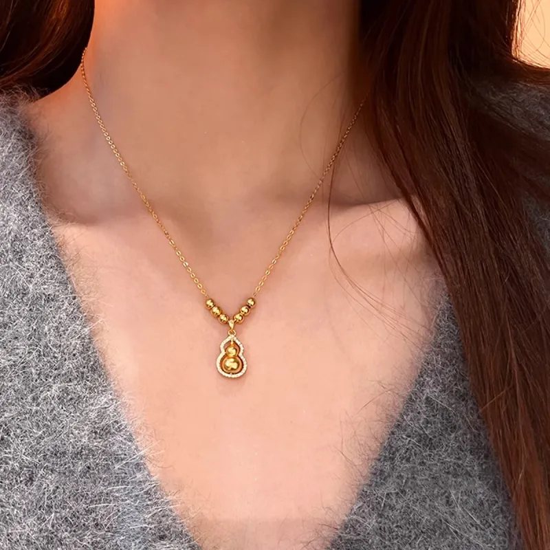MGS S925 Chinese Style Niche Design New Chinese Style Zhao Cai Jin Bao Students Collarbone Chain Unisex-3