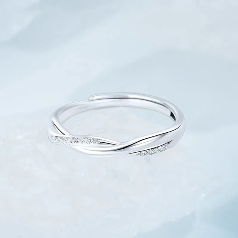 MGS 999 Fine Silver Cool Refined Niche Design Girlfriend Students Plain Band Luck Adjustable Opening Unisex-6