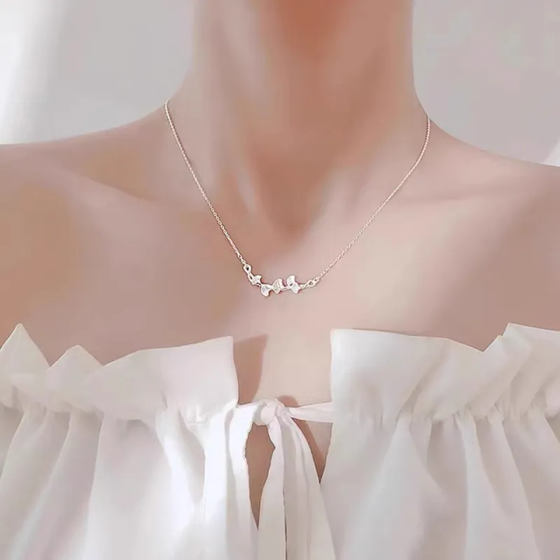 MGS S999 Fine Silver Everyday Commute Mom Collarbone Chain Bestie Set Women's-4