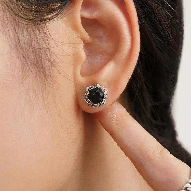 MGS Agate Jade Stud Earrings Women's-1