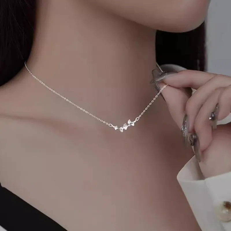 MGS S999 Fine Silver Everyday Commute Mom Collarbone Chain Bestie Set Women's-3