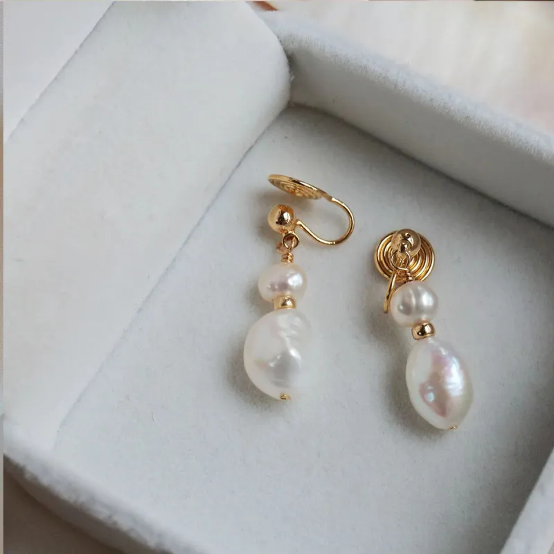 HELA DE HAI Freshwater Pearl Clip On Earrings Women's-3